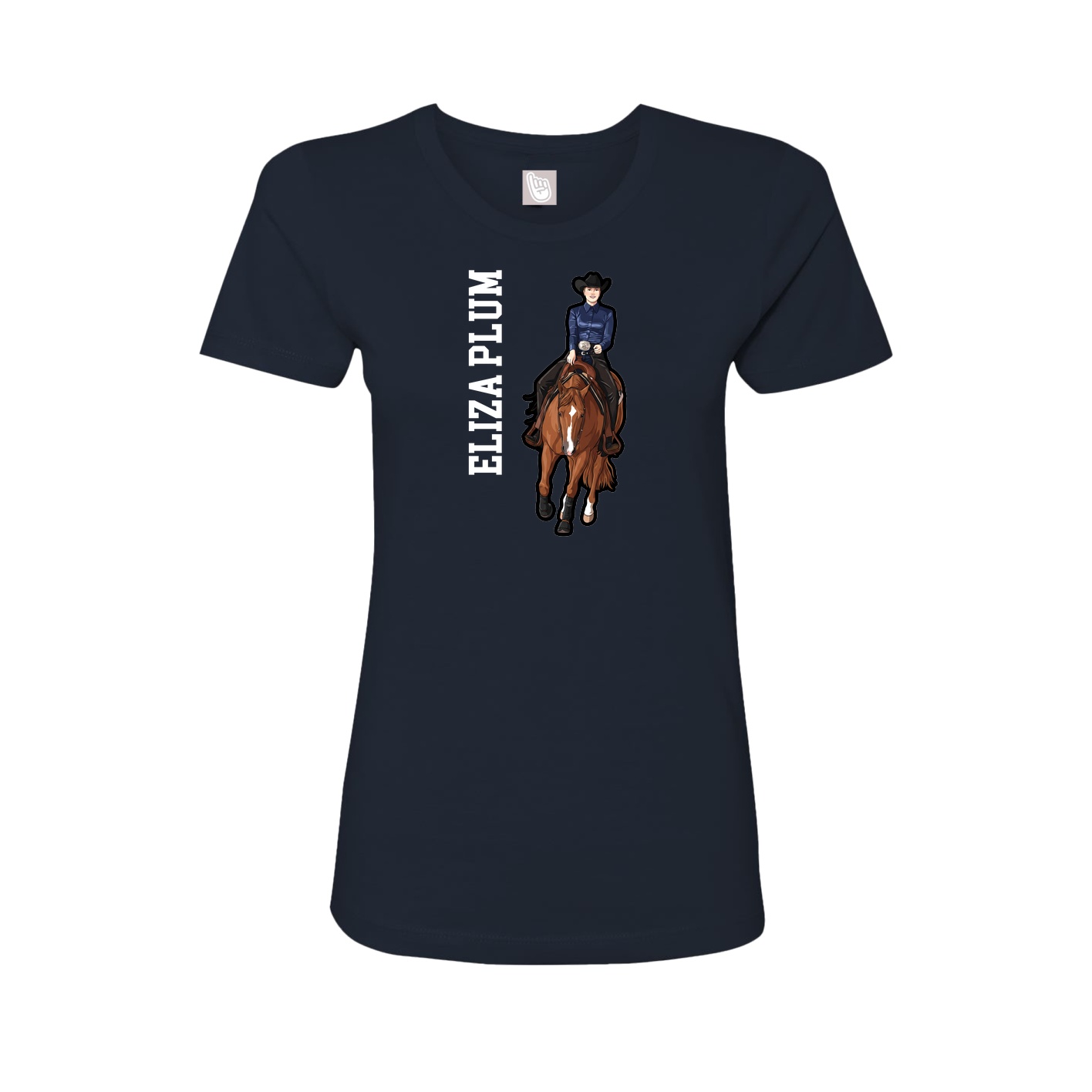 Fitted Women's Tee — Name Vertical in Navy