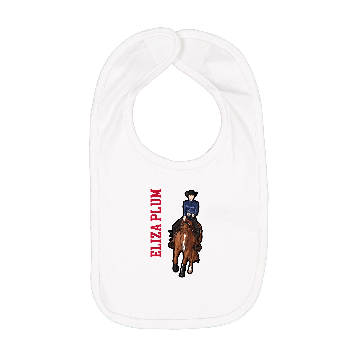 Infant Bib — Name Vertical in White