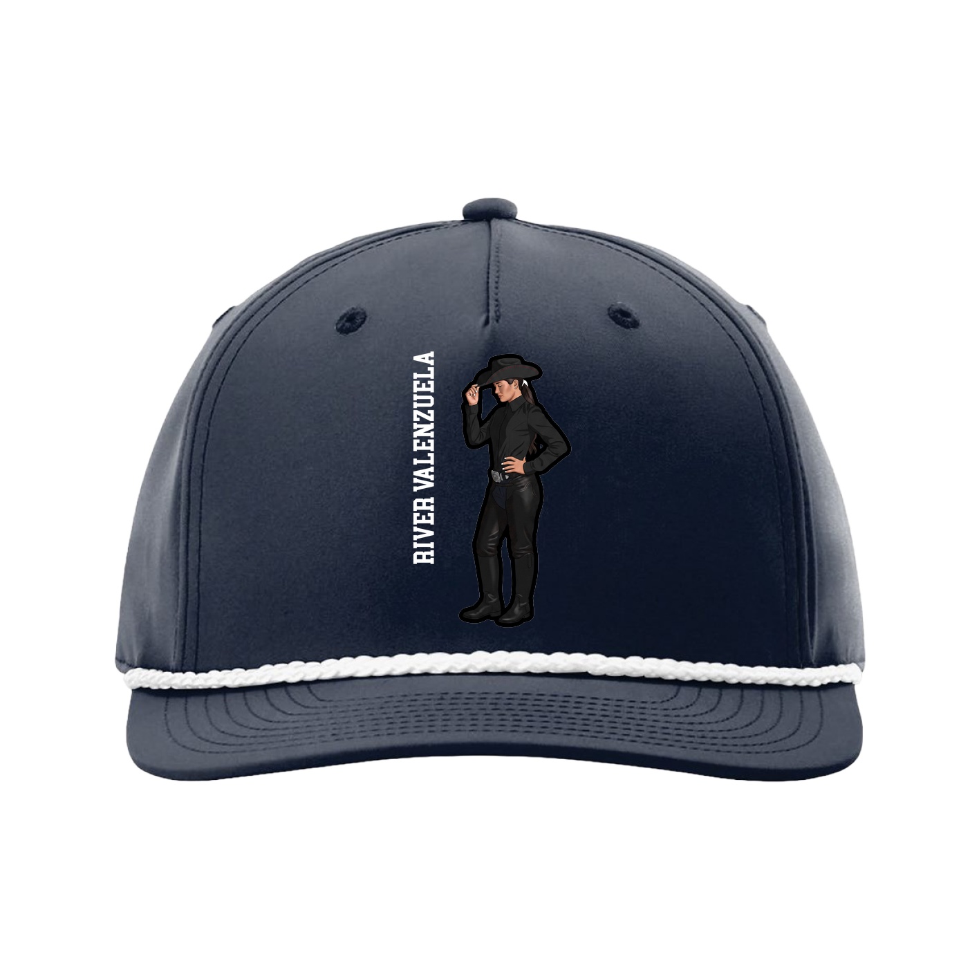 Five-Panel Classic Rope Cap — Name Vertical in Navy