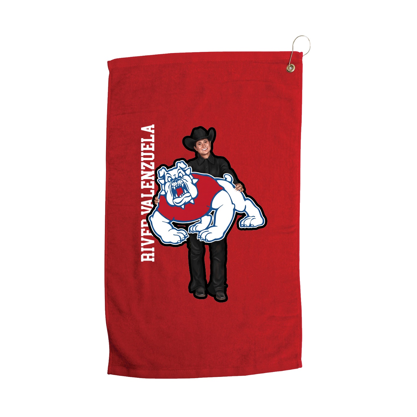 Golf Towel — Name Vertical in Red