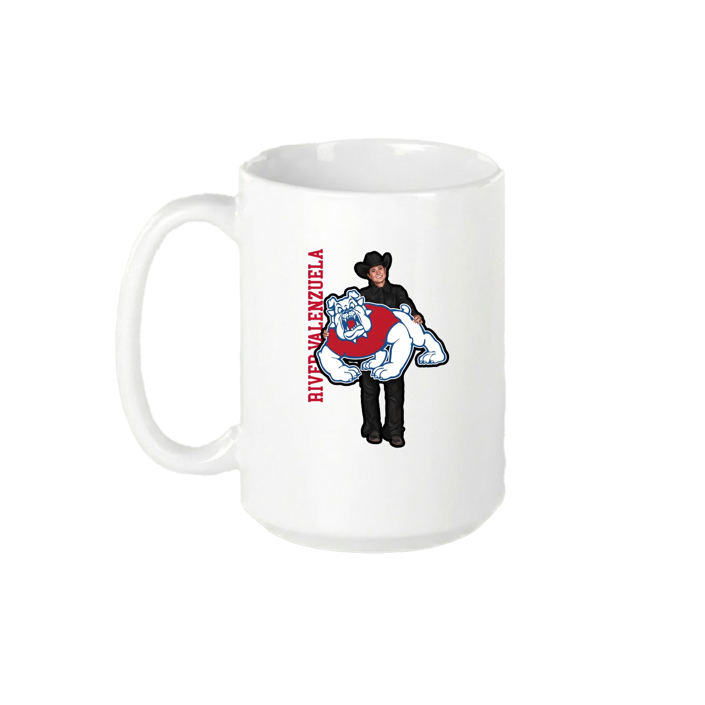 15oz Coffee Mug — Name Vertical in White