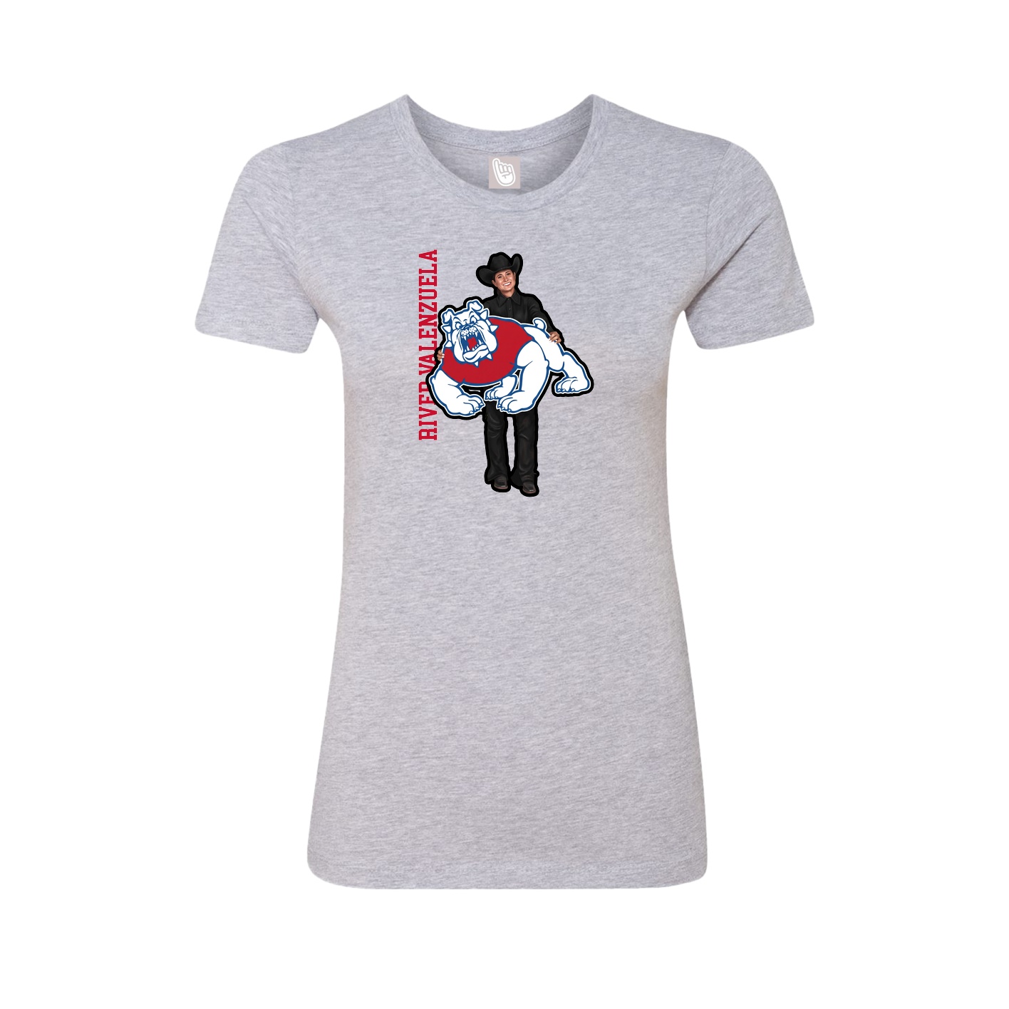 Fitted Women's Tee — Name Vertical in Grey