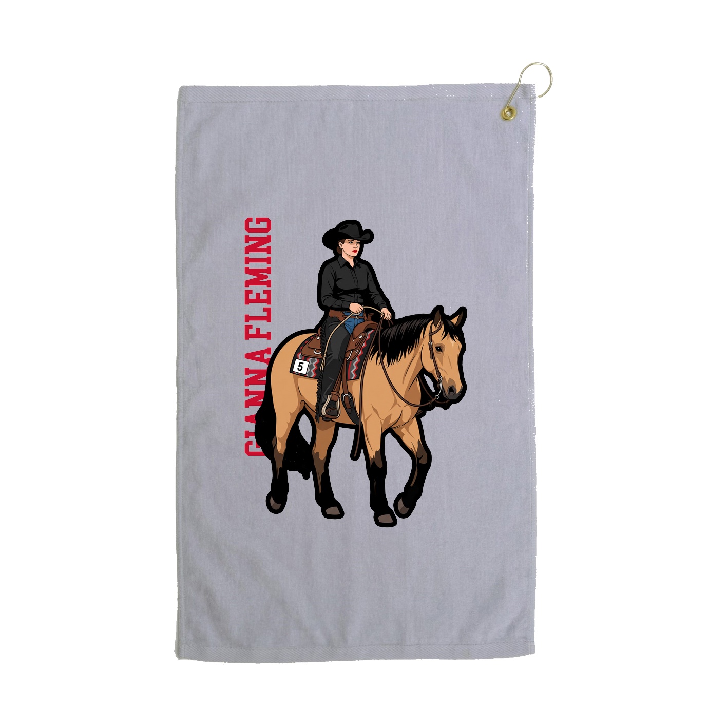 Golf Towel — Name Vertical in Grey