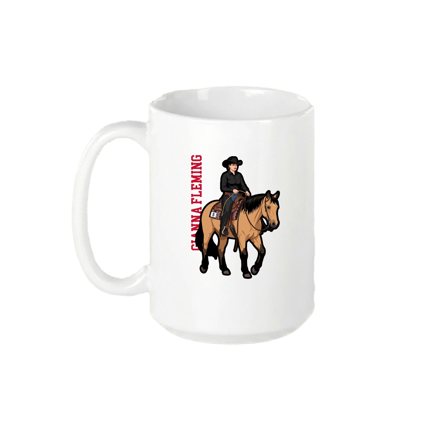 15oz Coffee Mug — Name Vertical in White