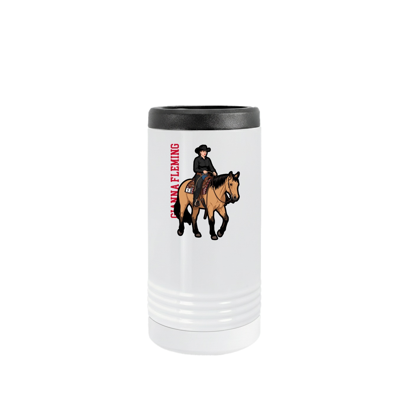 Slim Beverage Holder — Name Vertical in White