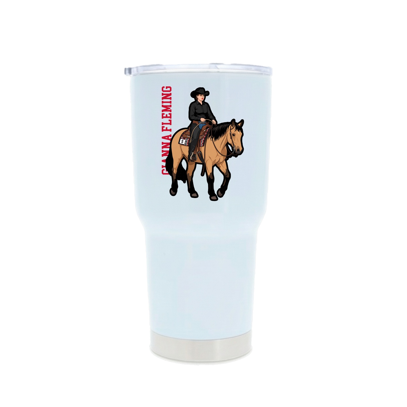 30oz Stainless Steel Tumbler — Name Vertical in White