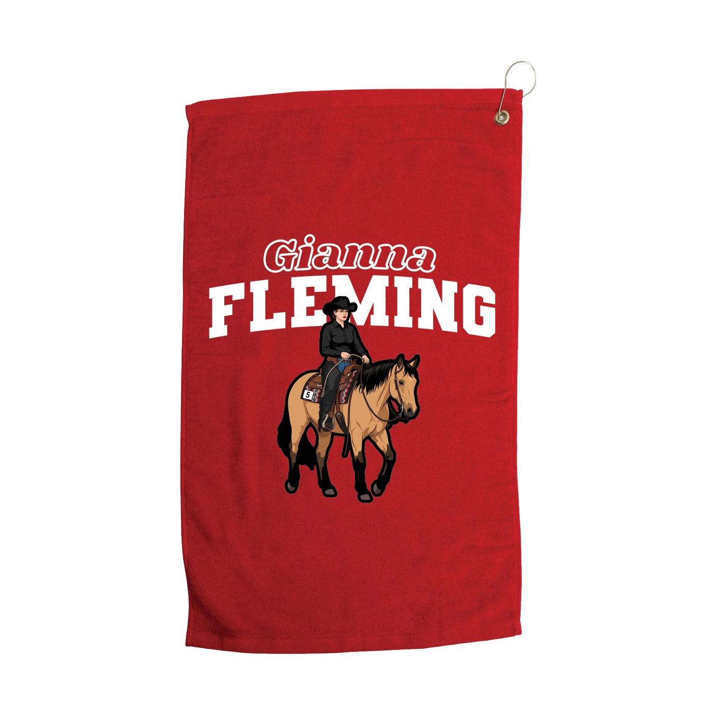 Golf Towel — Name Arch in Red