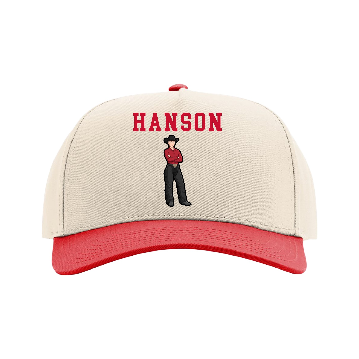 Full Fabric Five-Panel Champ Cap — Shirsey in Cream/Red