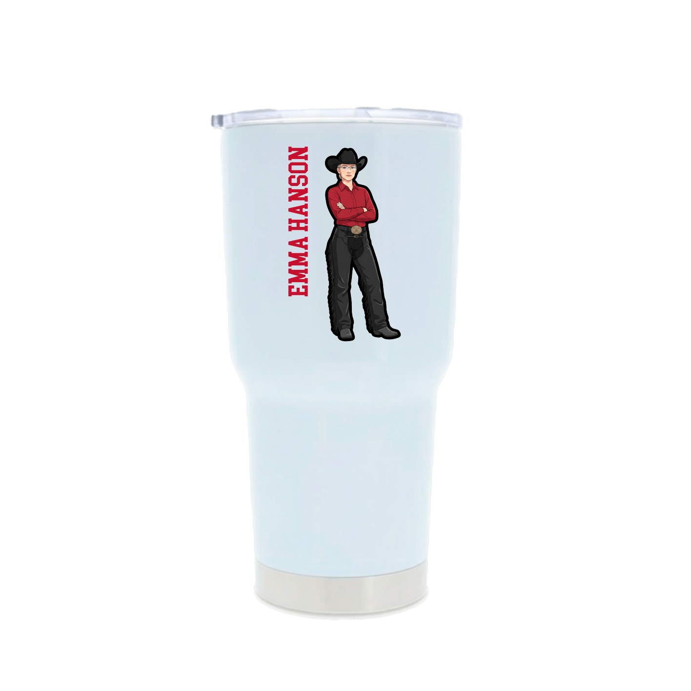30oz Stainless Steel Tumbler — Name Vertical in White