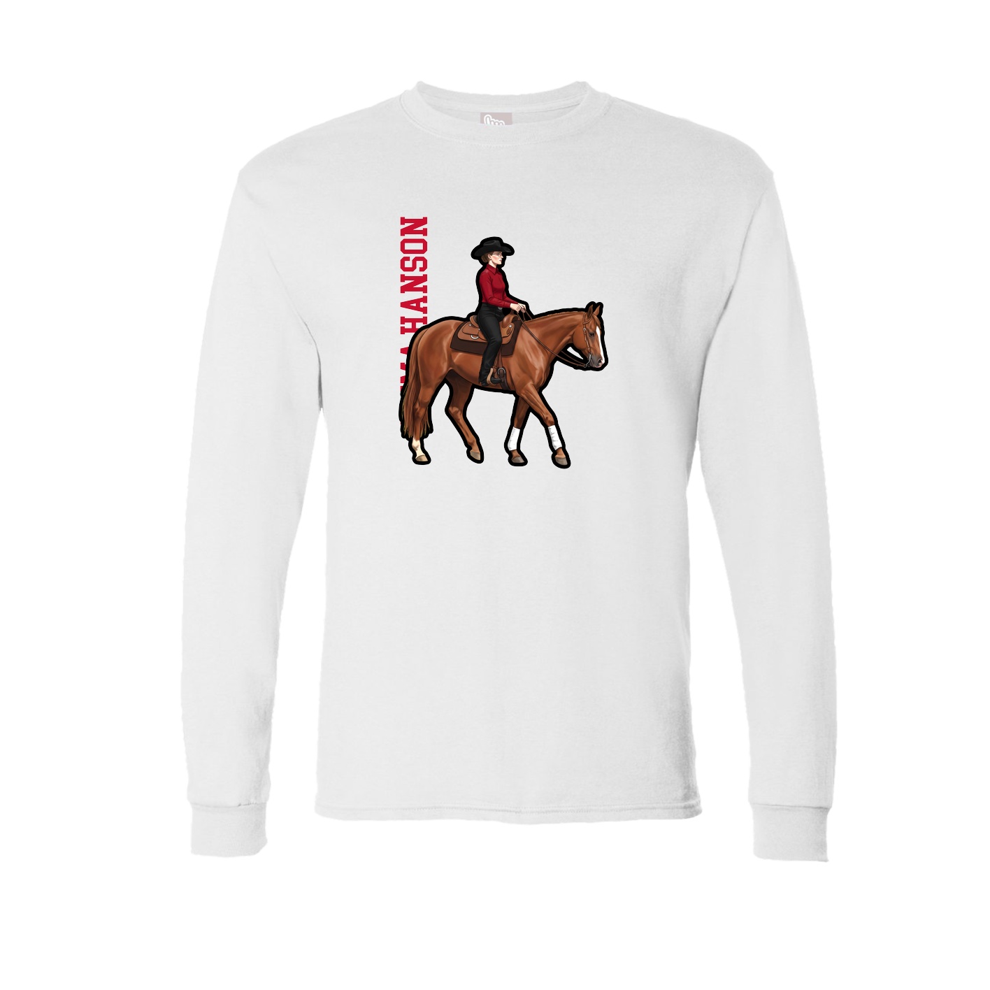 Long Sleeve Tee — Name Vertical in White