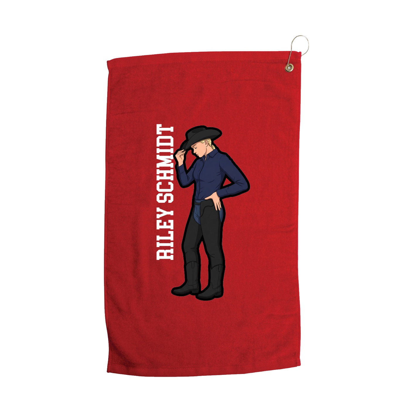 Golf Towel — Name Vertical in Red