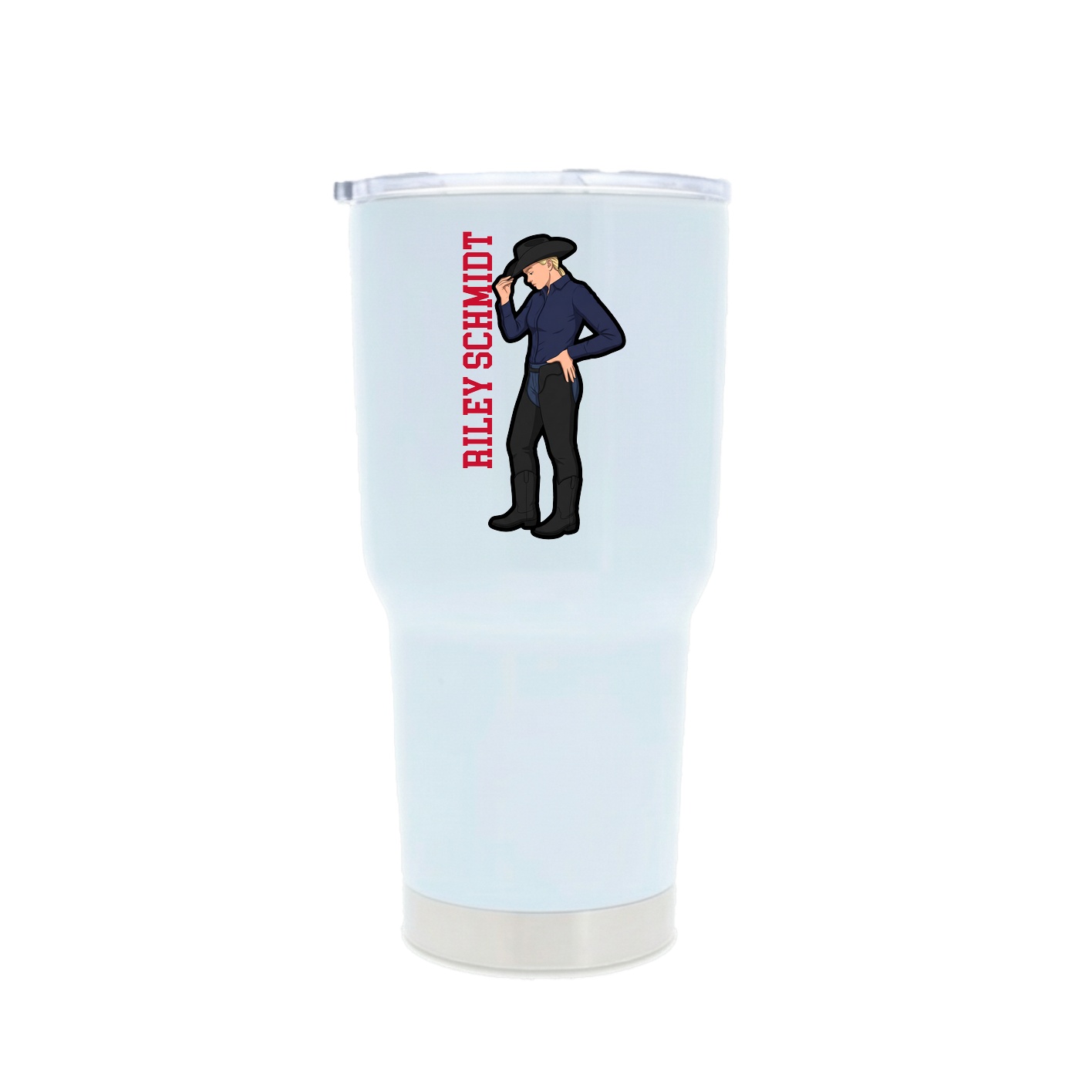 30oz Stainless Steel Tumbler — Name Vertical in White