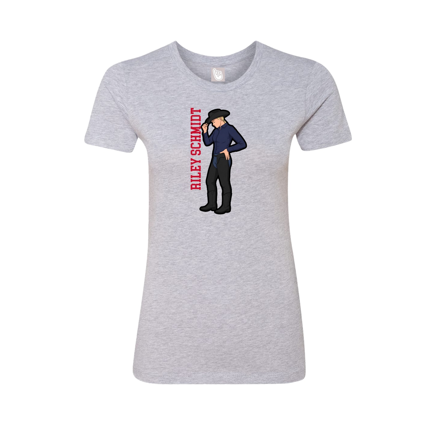 Fitted Women's Tee — Name Vertical in Grey