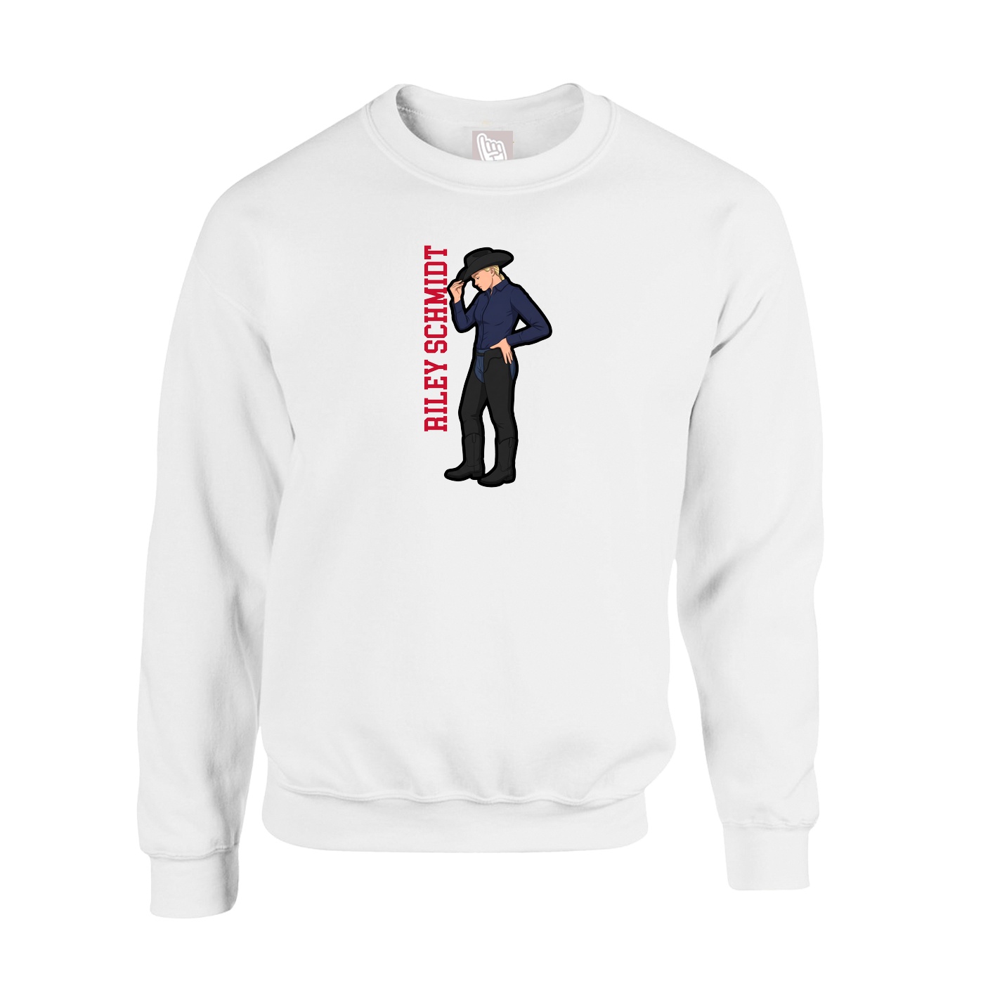 Fleece Crew — Name Vertical in White