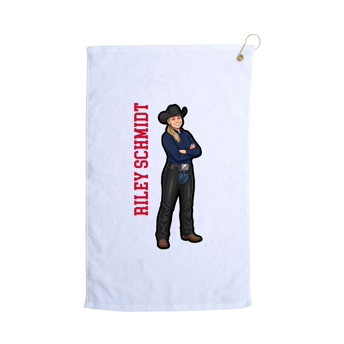 Golf Towel — Name Vertical in White
