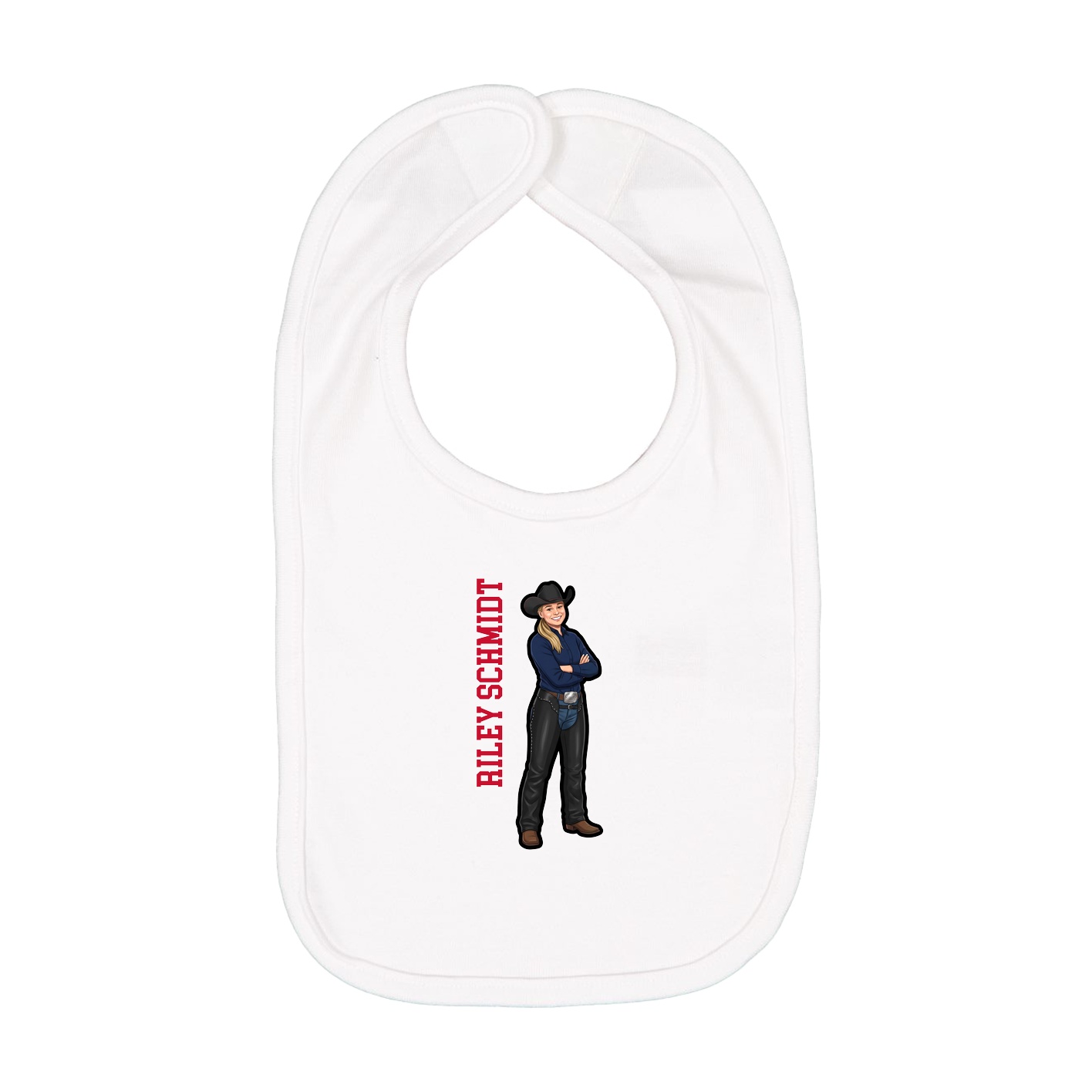 Infant Bib — Name Vertical in White