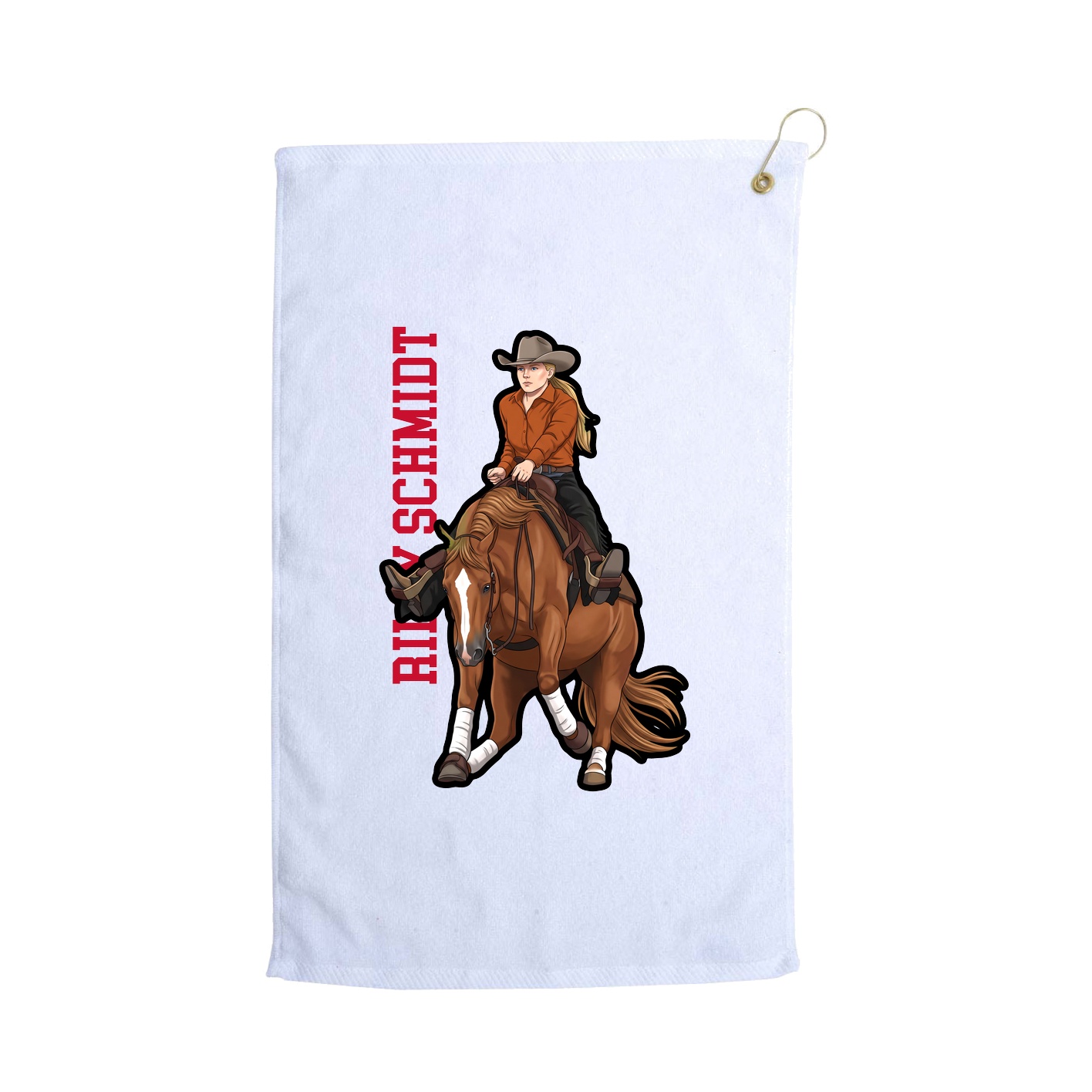 Golf Towel — Name Vertical in White