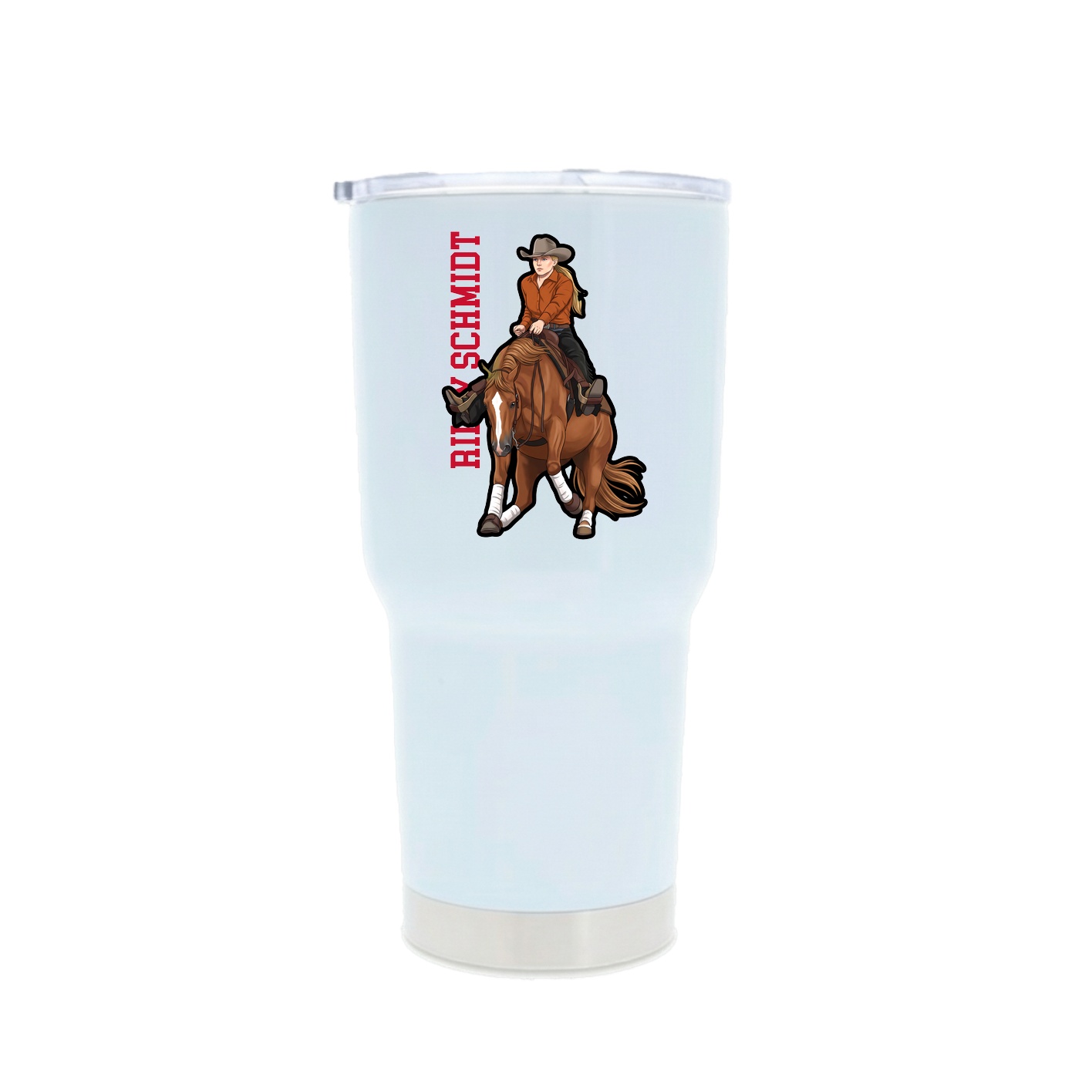 30oz Stainless Steel Tumbler — Name Vertical in White