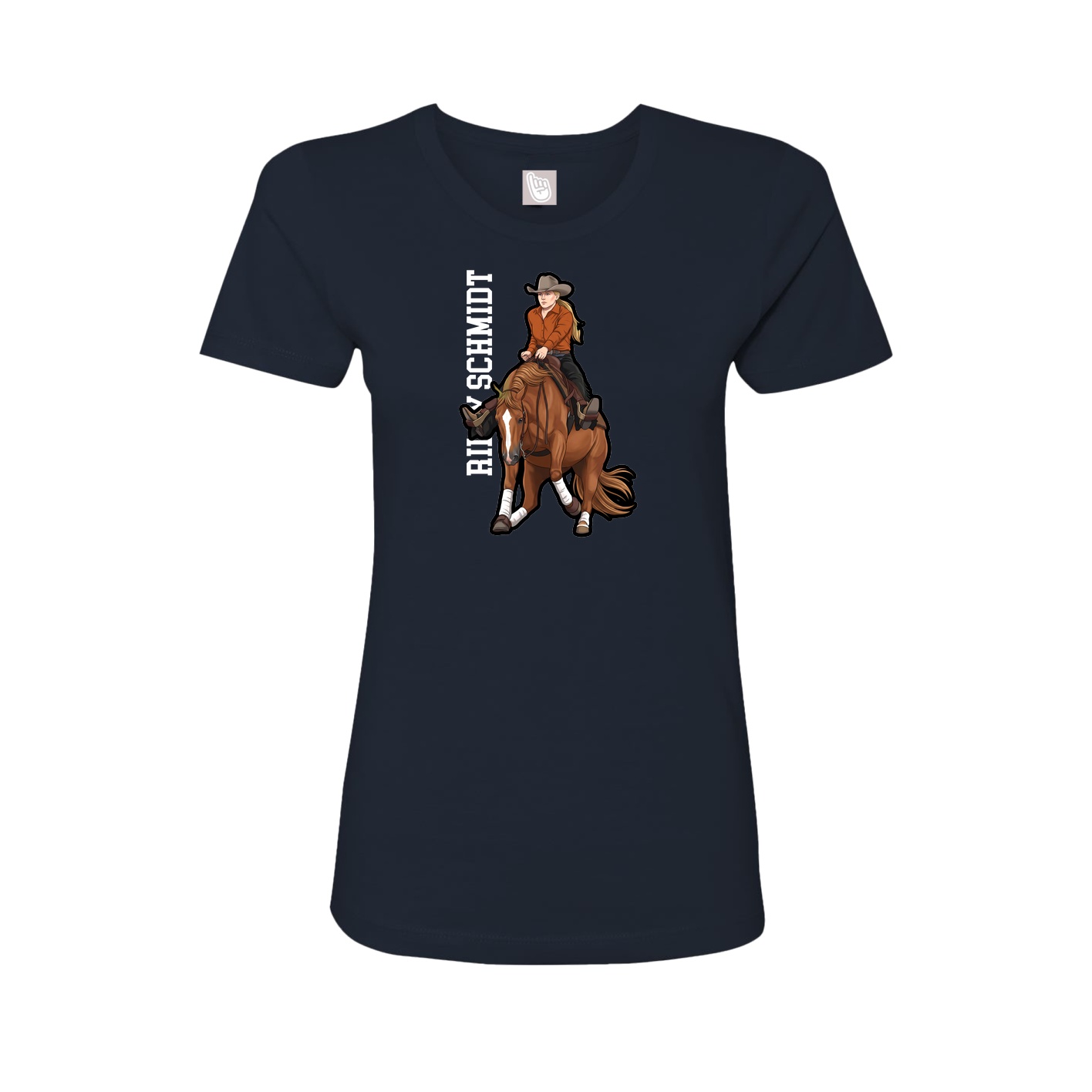 Fitted Women's Tee — Name Vertical in Navy