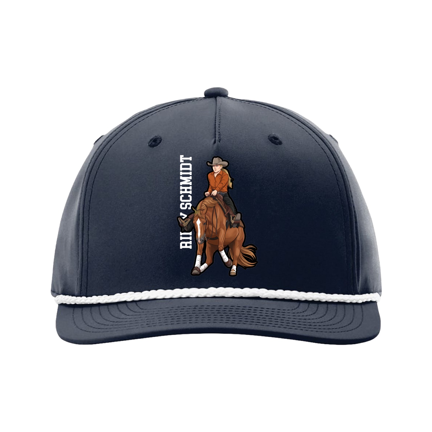 Five-Panel Classic Rope Cap — Name Vertical in Navy