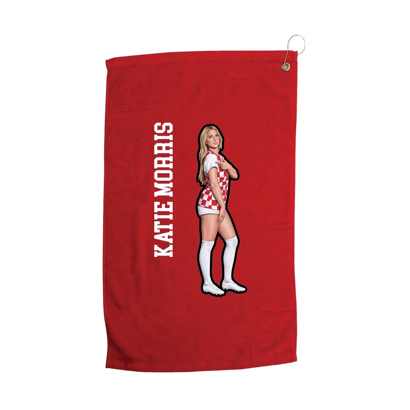 Golf Towel — Name Vertical in Red