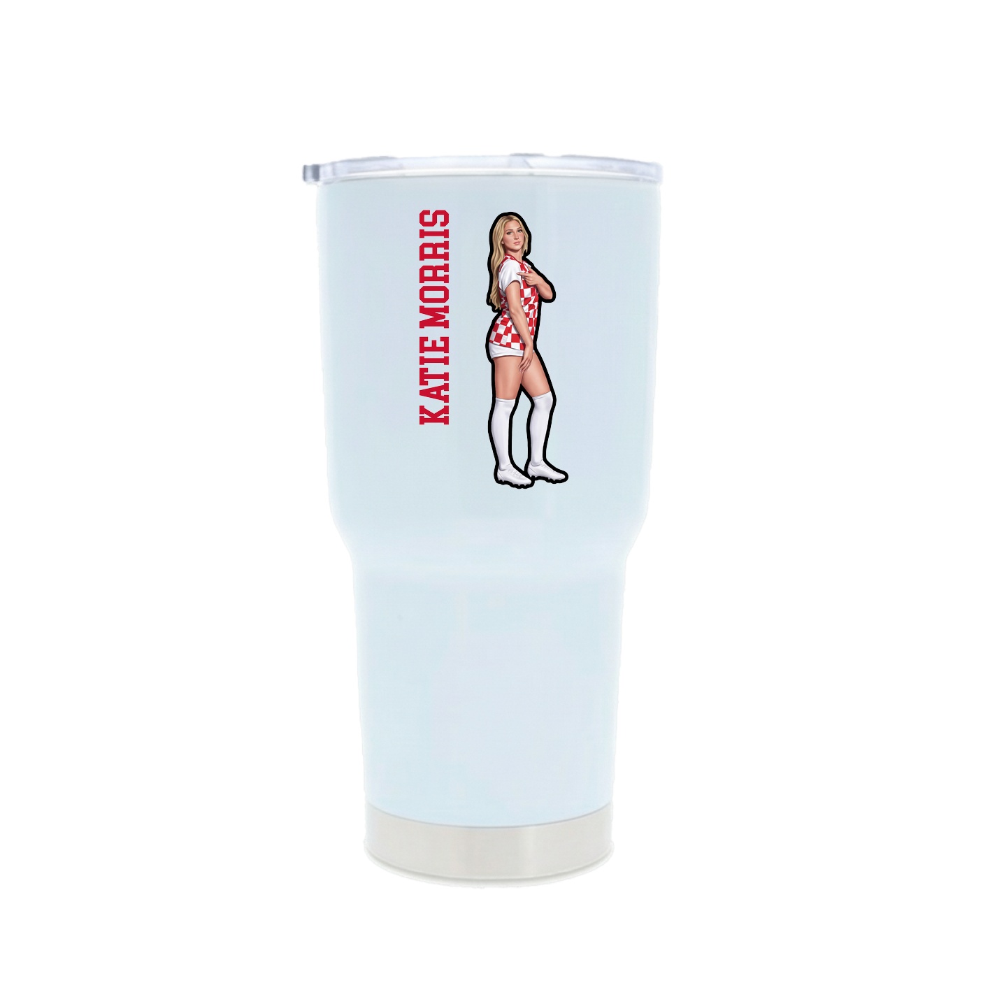 30oz Stainless Steel Tumbler — Name Vertical in White