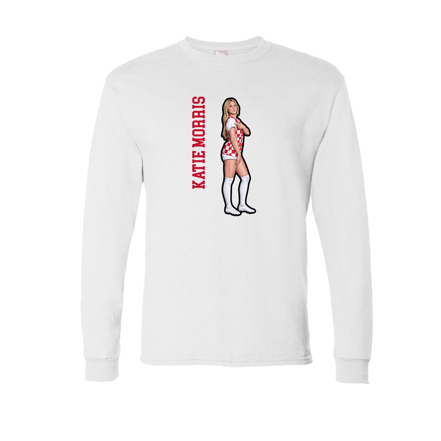 Long Sleeve Tee — Name Vertical in White