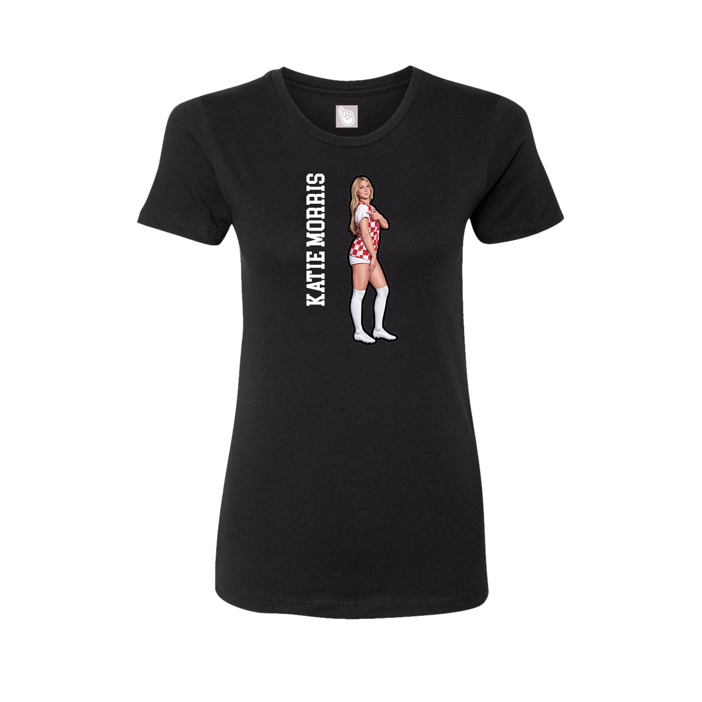Fitted Women's Tee — Name Vertical in Black