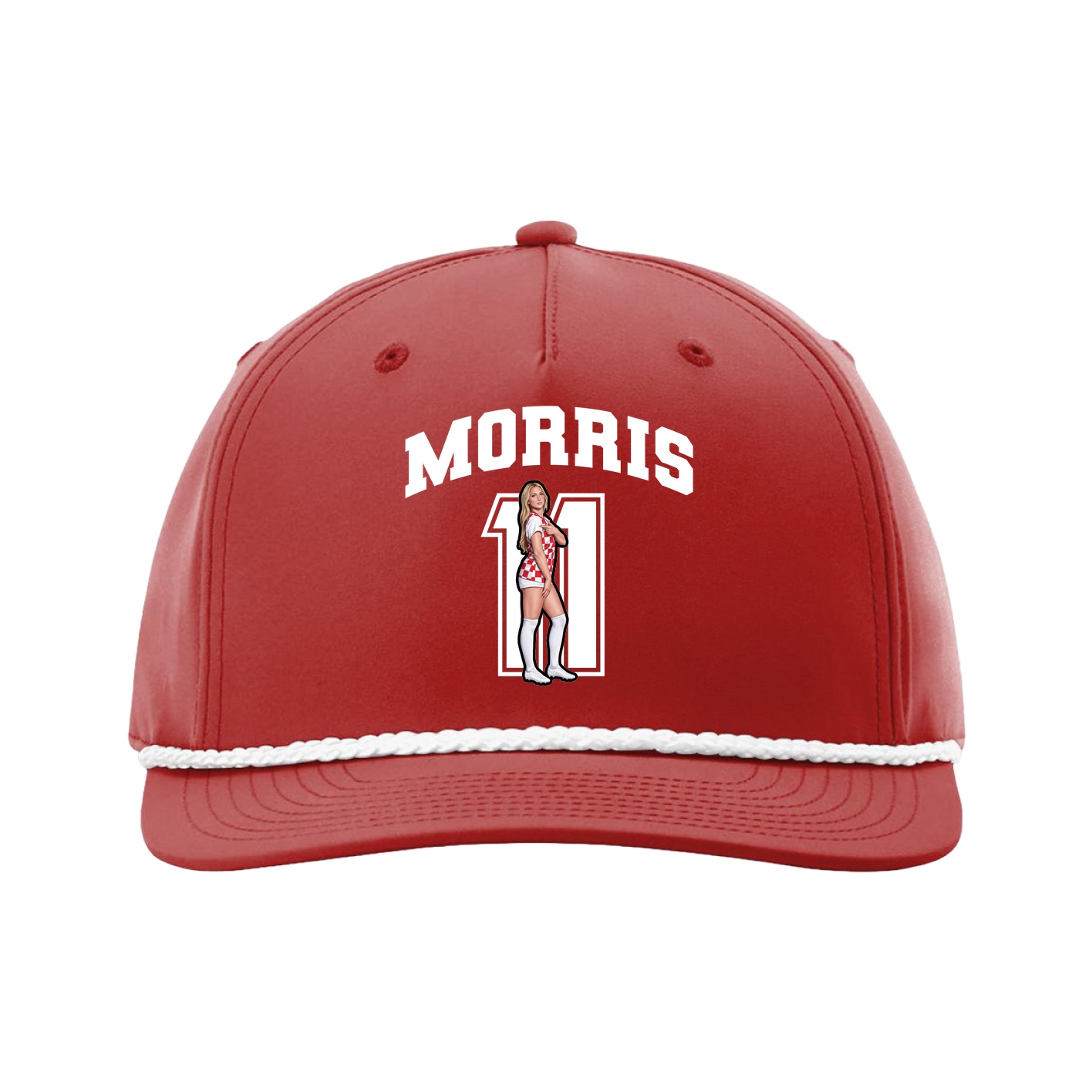 Five-Panel Classic Rope Cap — Number in Red