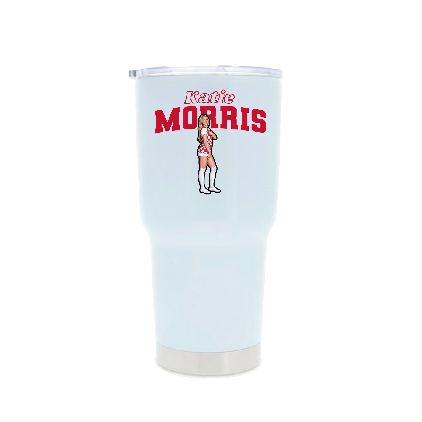 30oz Stainless Steel Tumbler — Name Arch in White