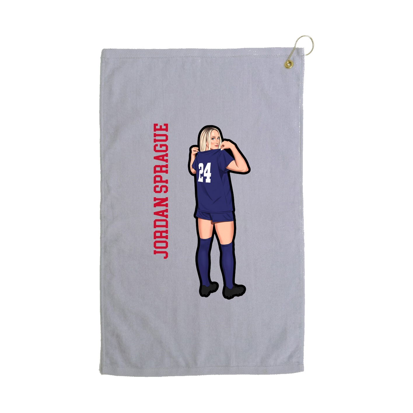 Golf Towel — Name Vertical in Grey