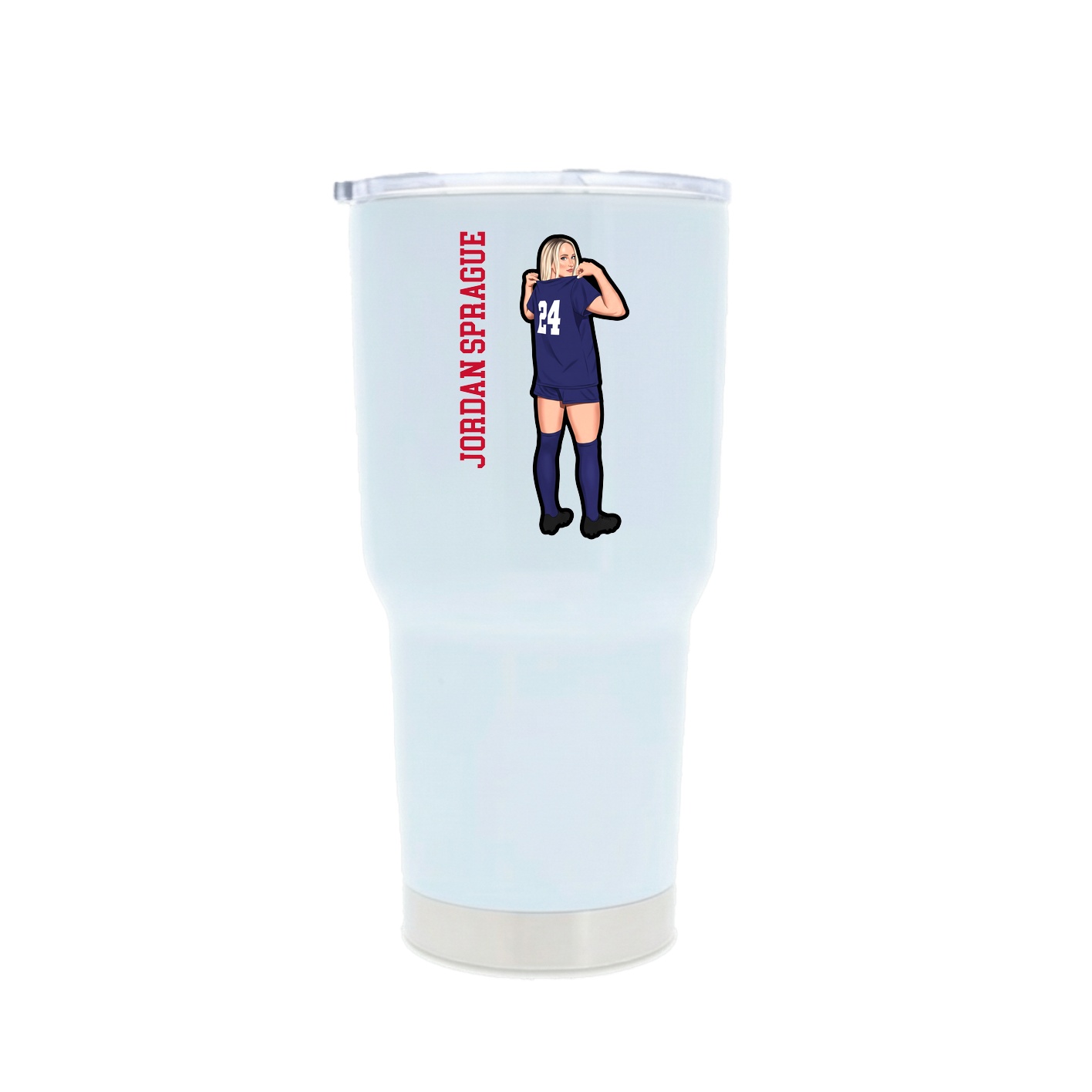 30oz Stainless Steel Tumbler — Name Vertical in White