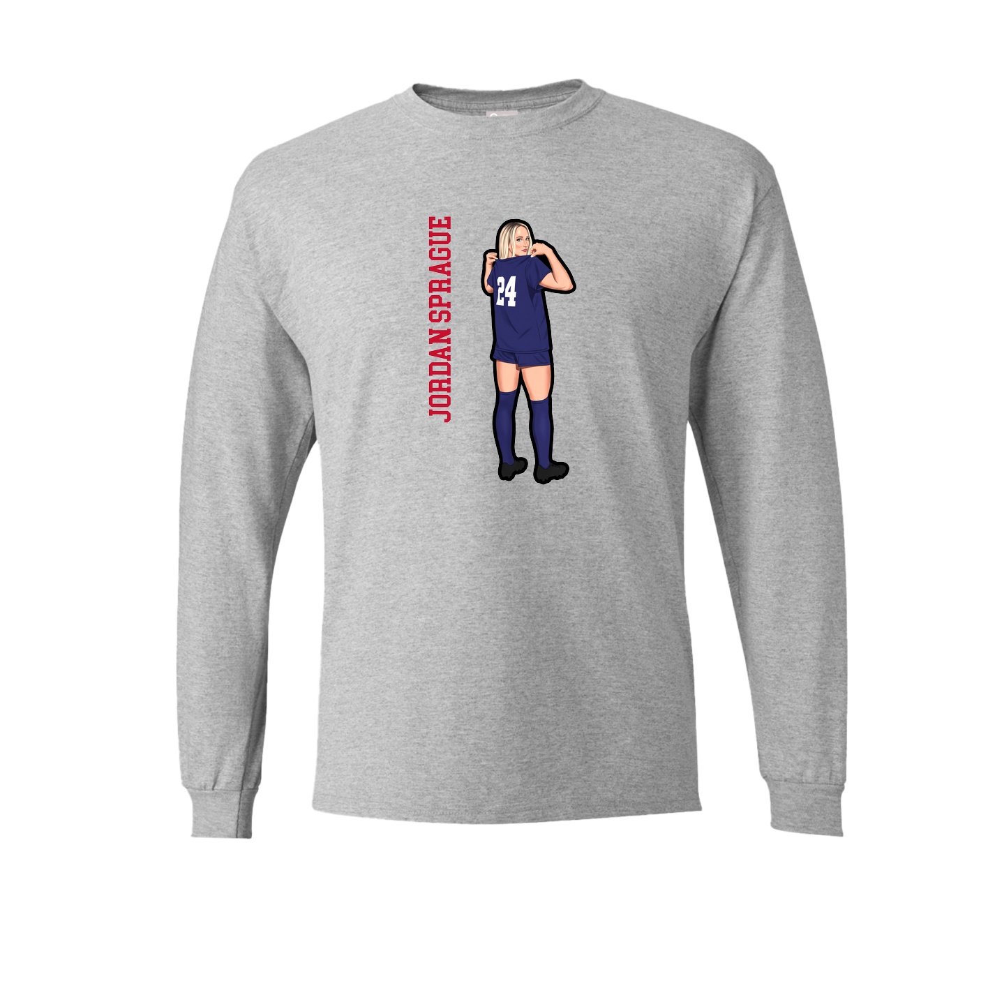 Long Sleeve Tee — Name Vertical in Grey