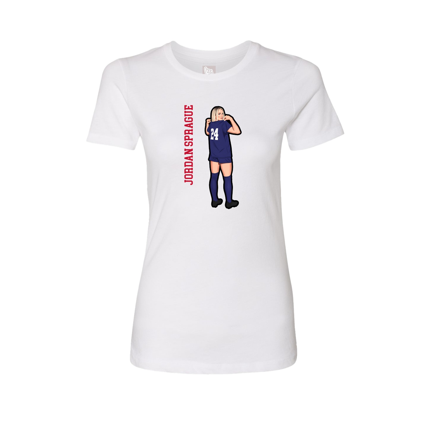 Fitted Women's Tee — Name Vertical in White