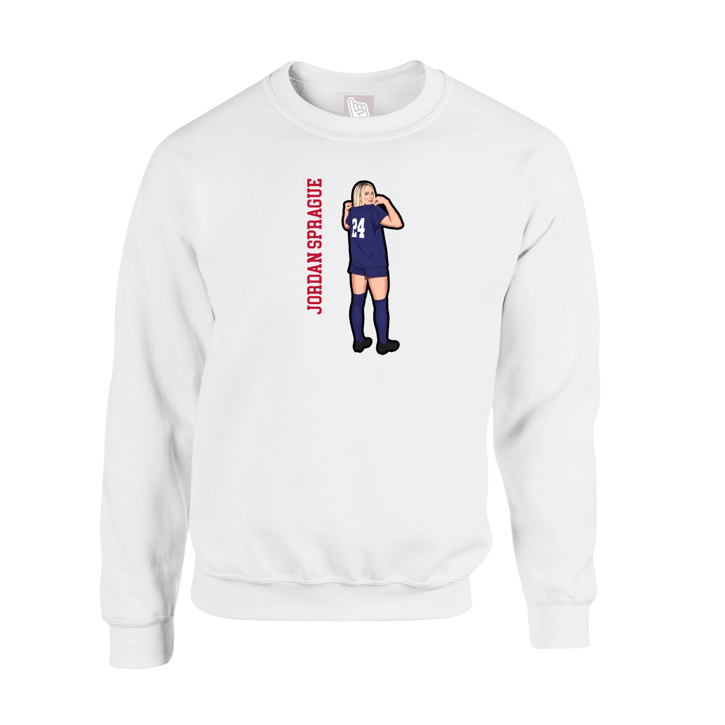 Fleece Crew — Name Vertical in White