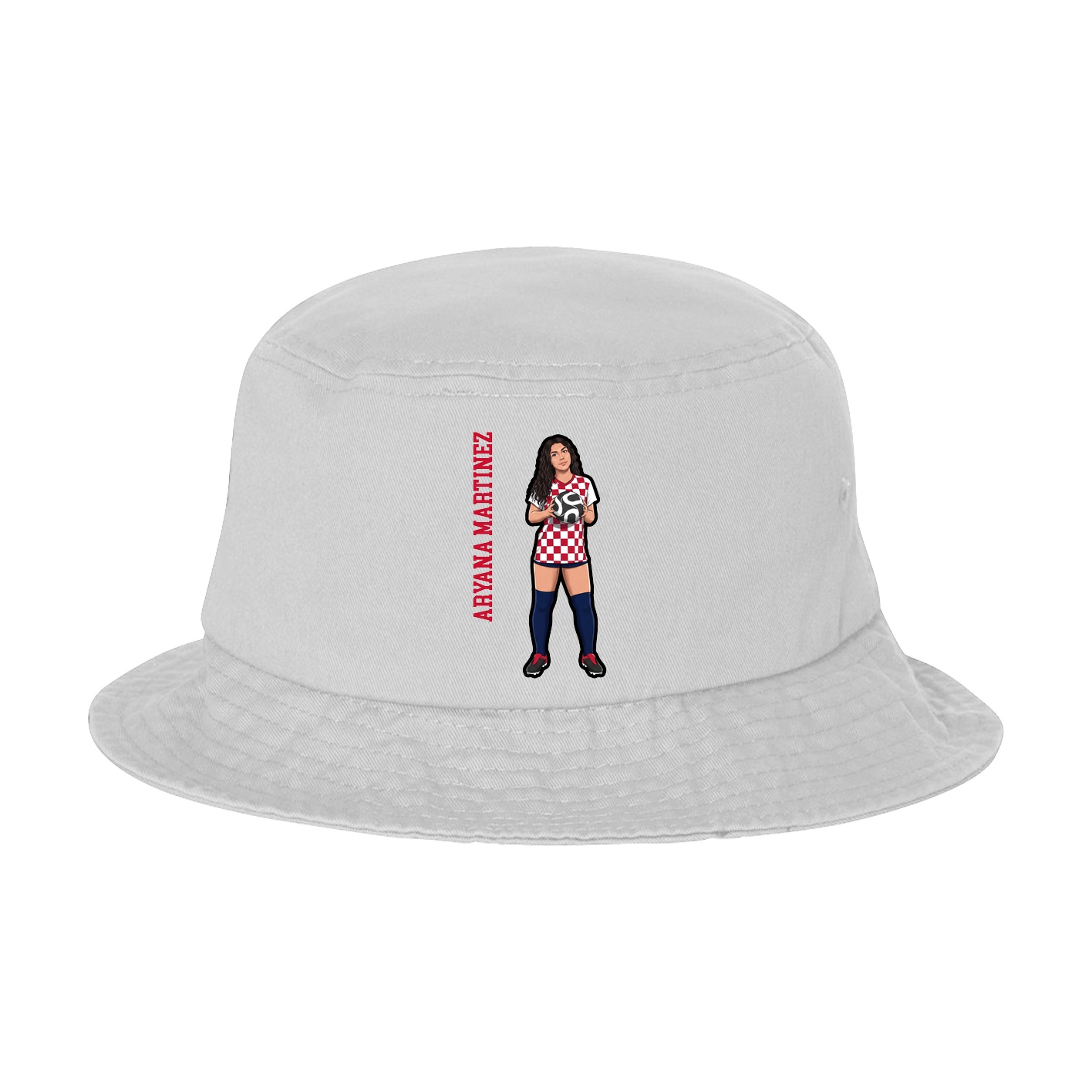 Bucket Cap — Name Vertical in White