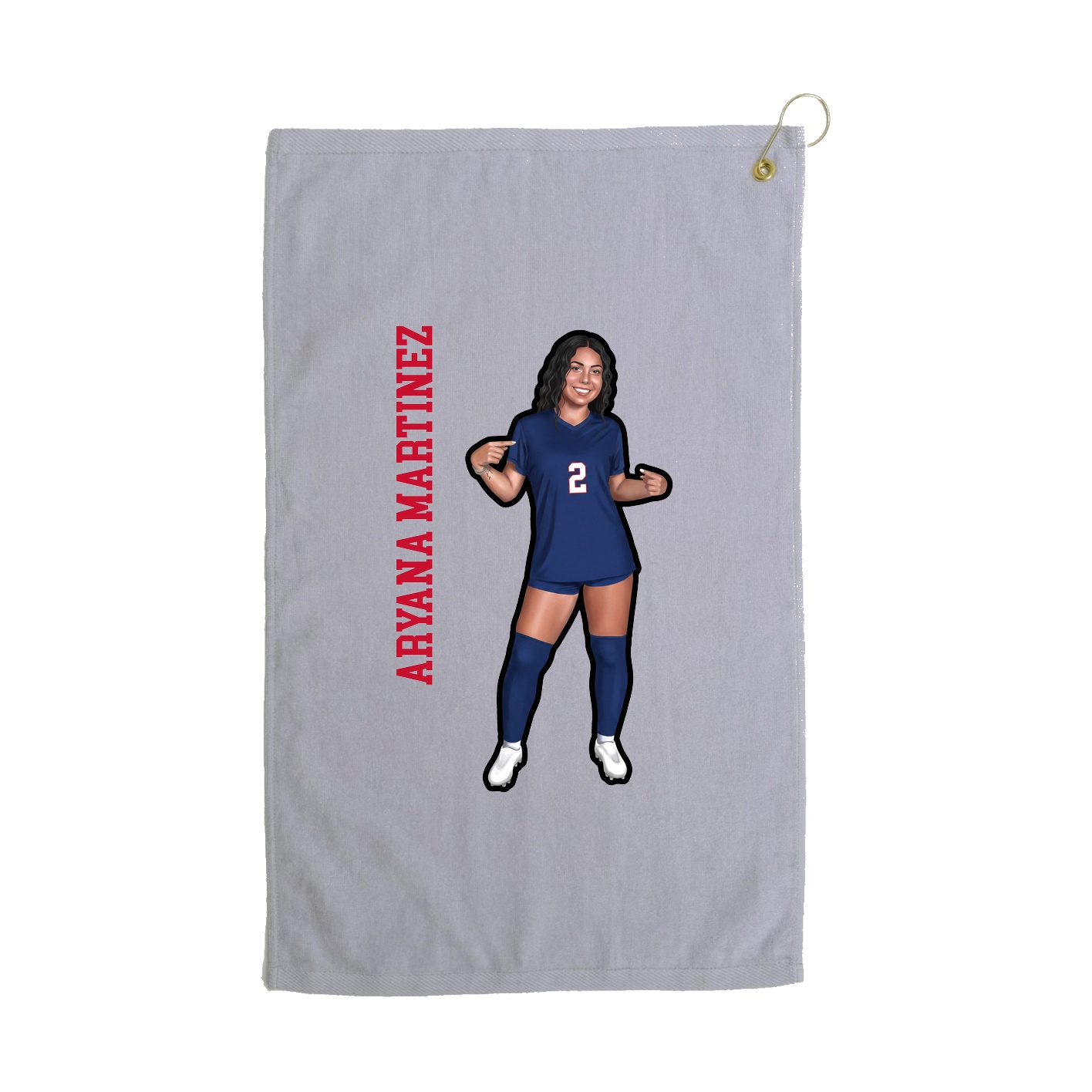 Golf Towel — Name Vertical in Grey