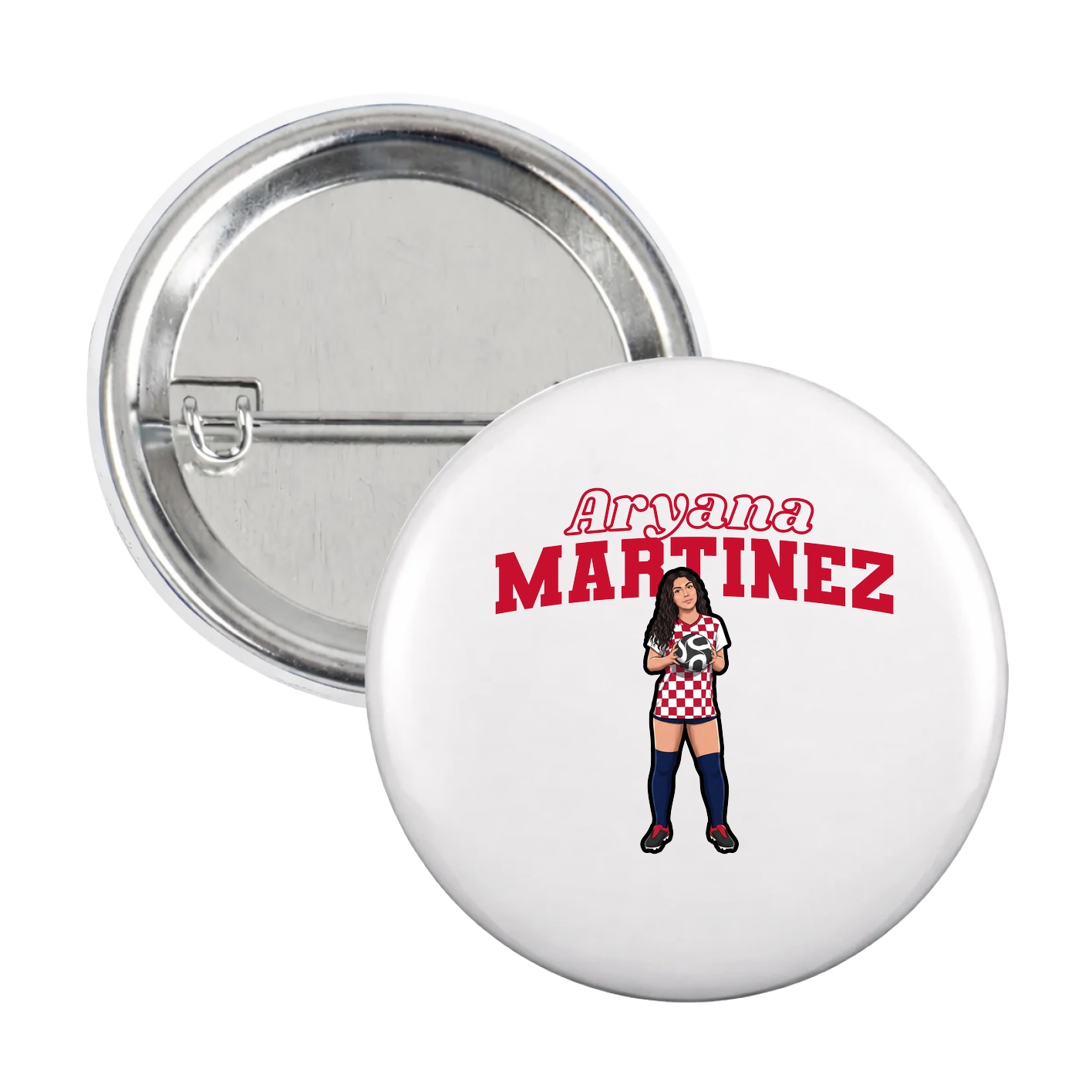 Game Day Button — Name Arch in White