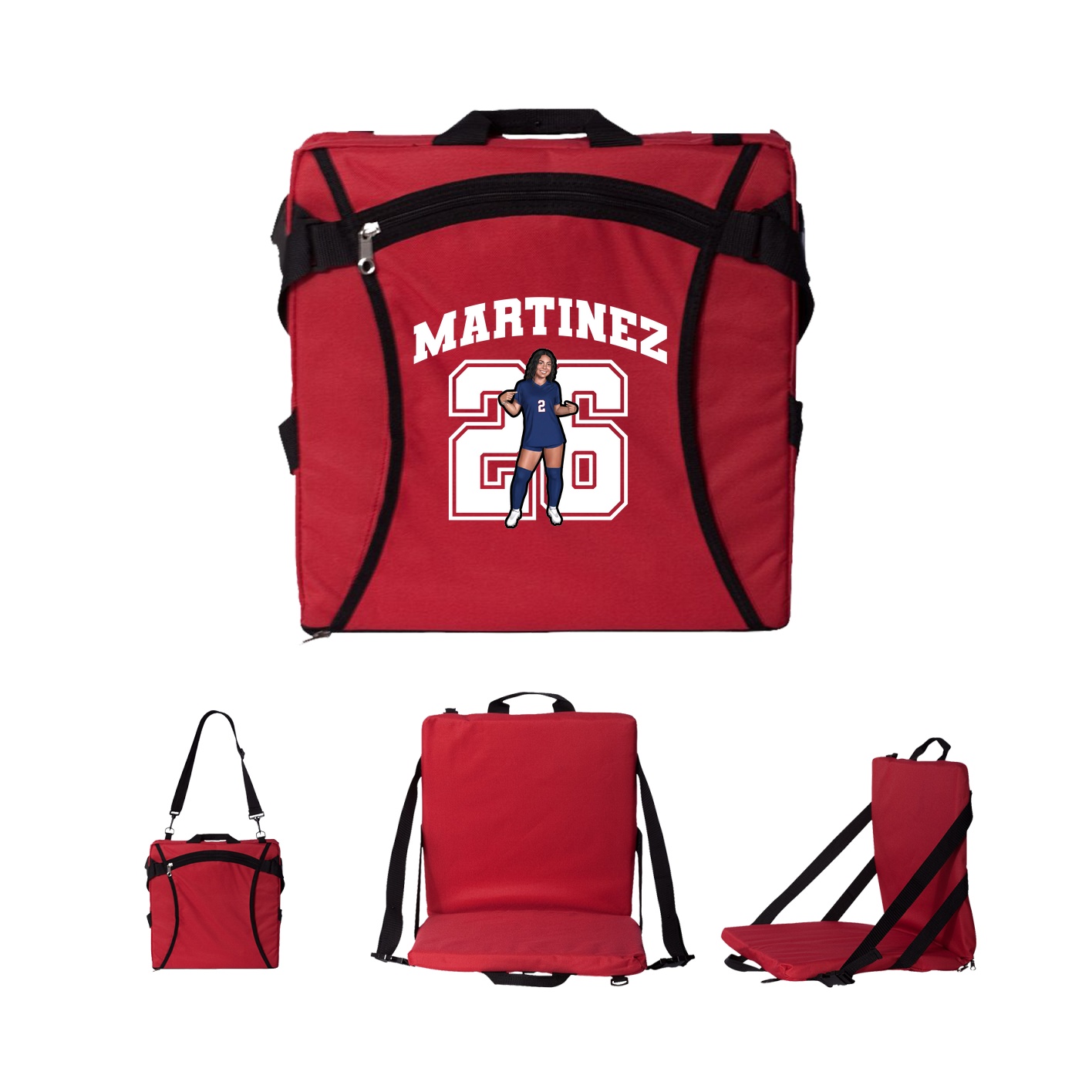 Folding Stadium Seat — Number in Red