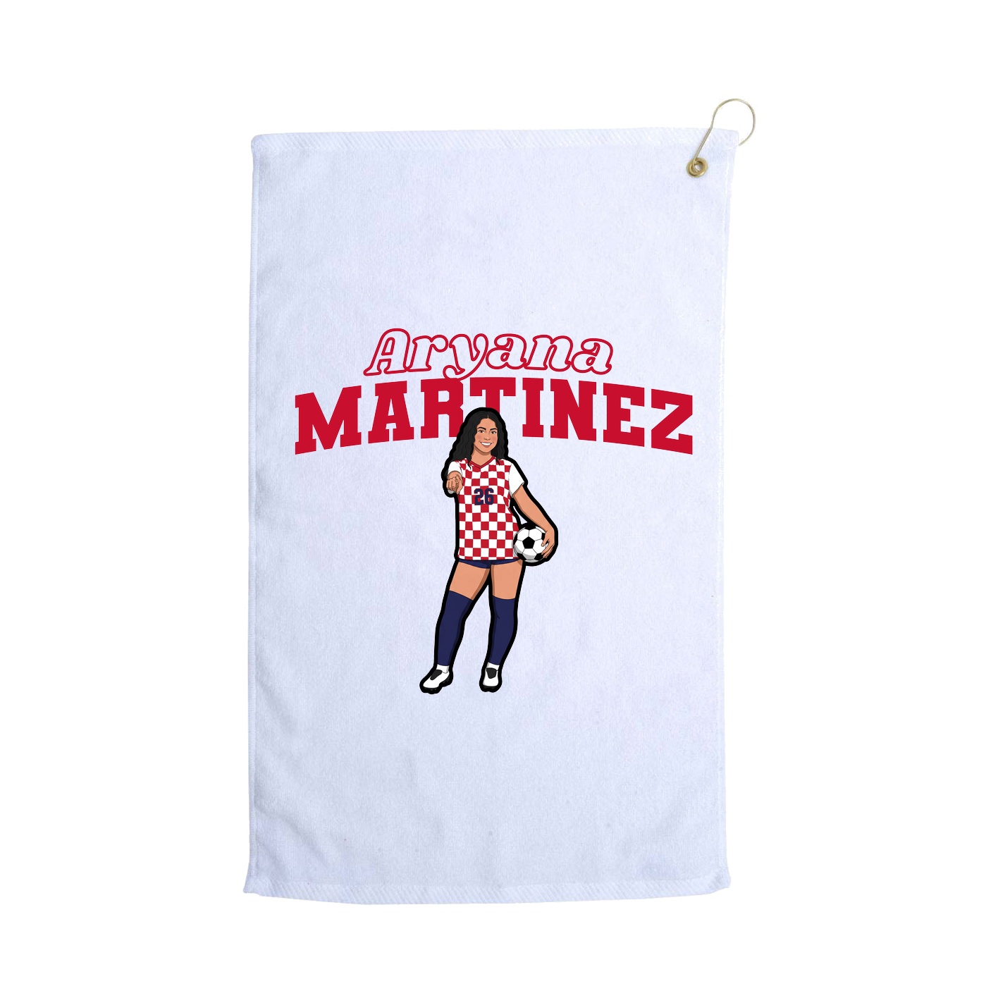 Golf Towel — Name Arch in White