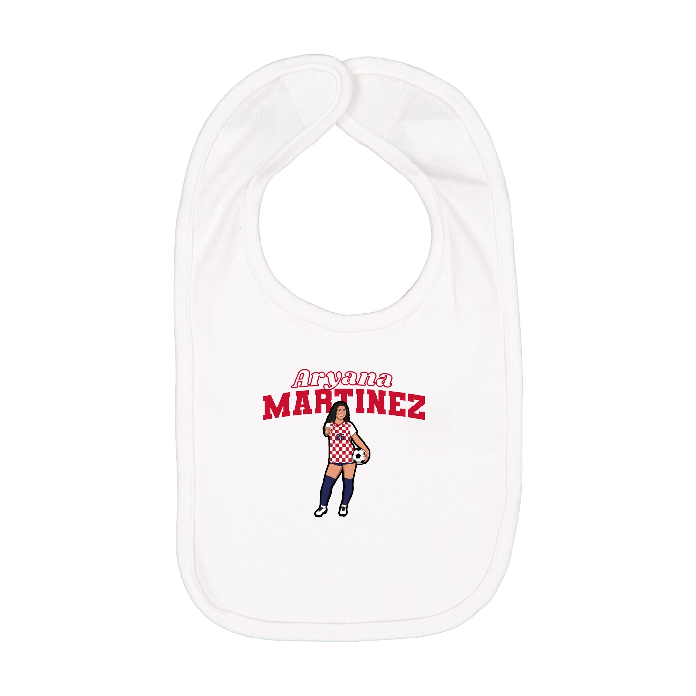 Infant Bib — Name Arch in White