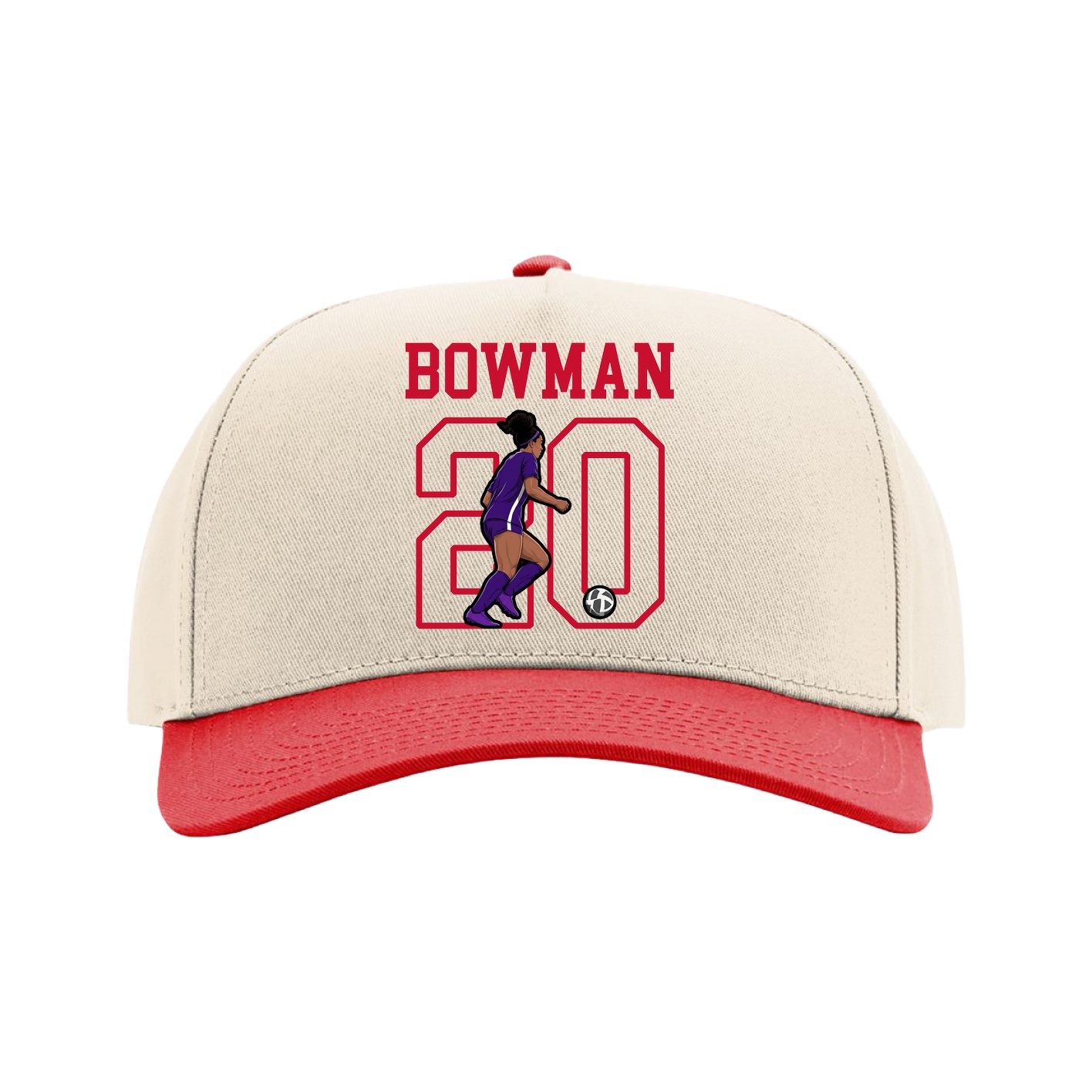 Full Fabric Five-Panel Champ Cap — Shirsey in Cream/Red