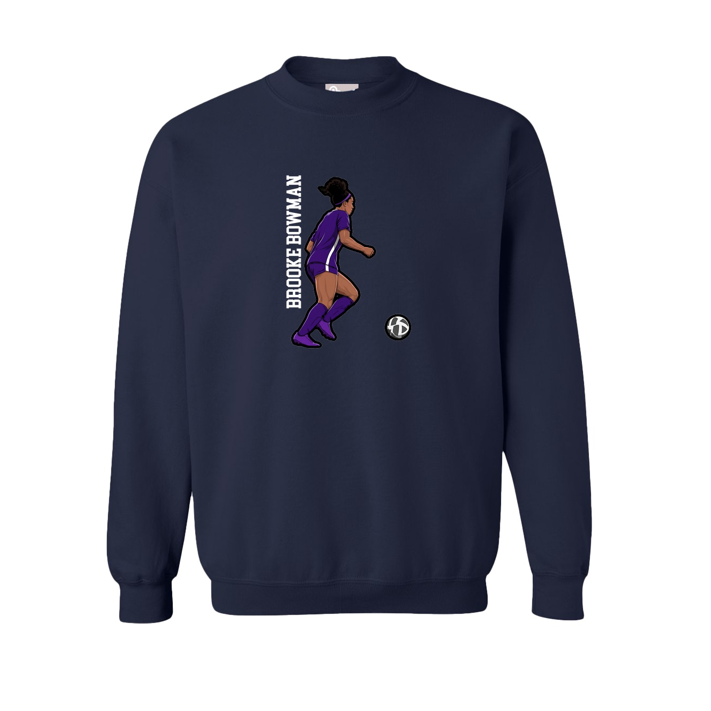 Fleece Crew — Name Vertical in Navy