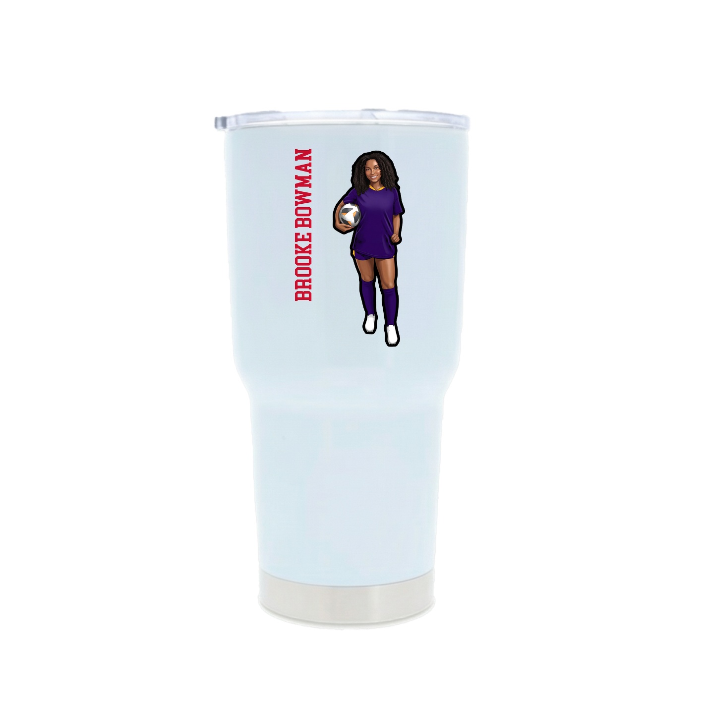 30oz Stainless Steel Tumbler — Name Vertical in White