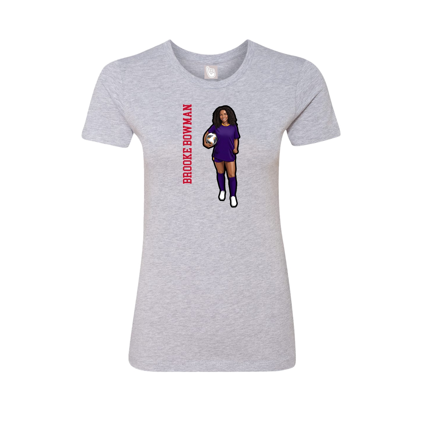 Fitted Women's Tee — Name Vertical in Grey