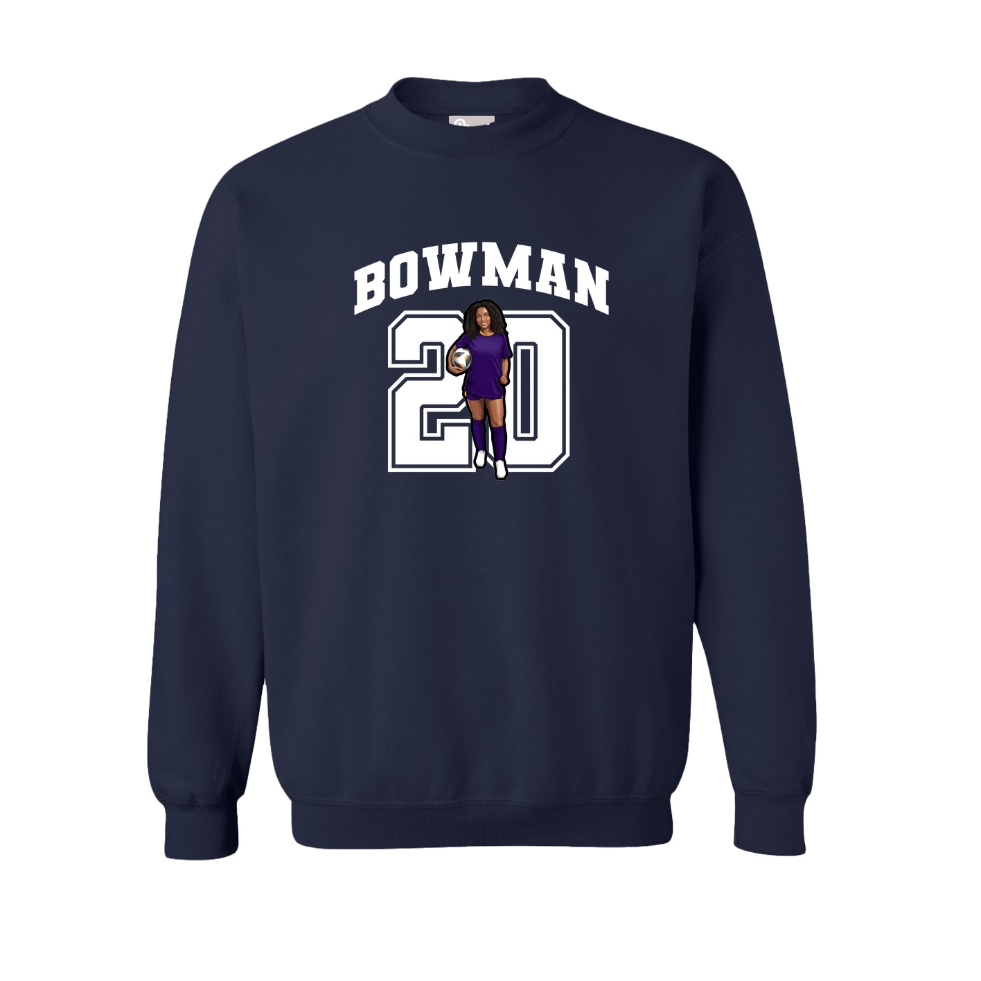 Fleece Crew — Number in Navy