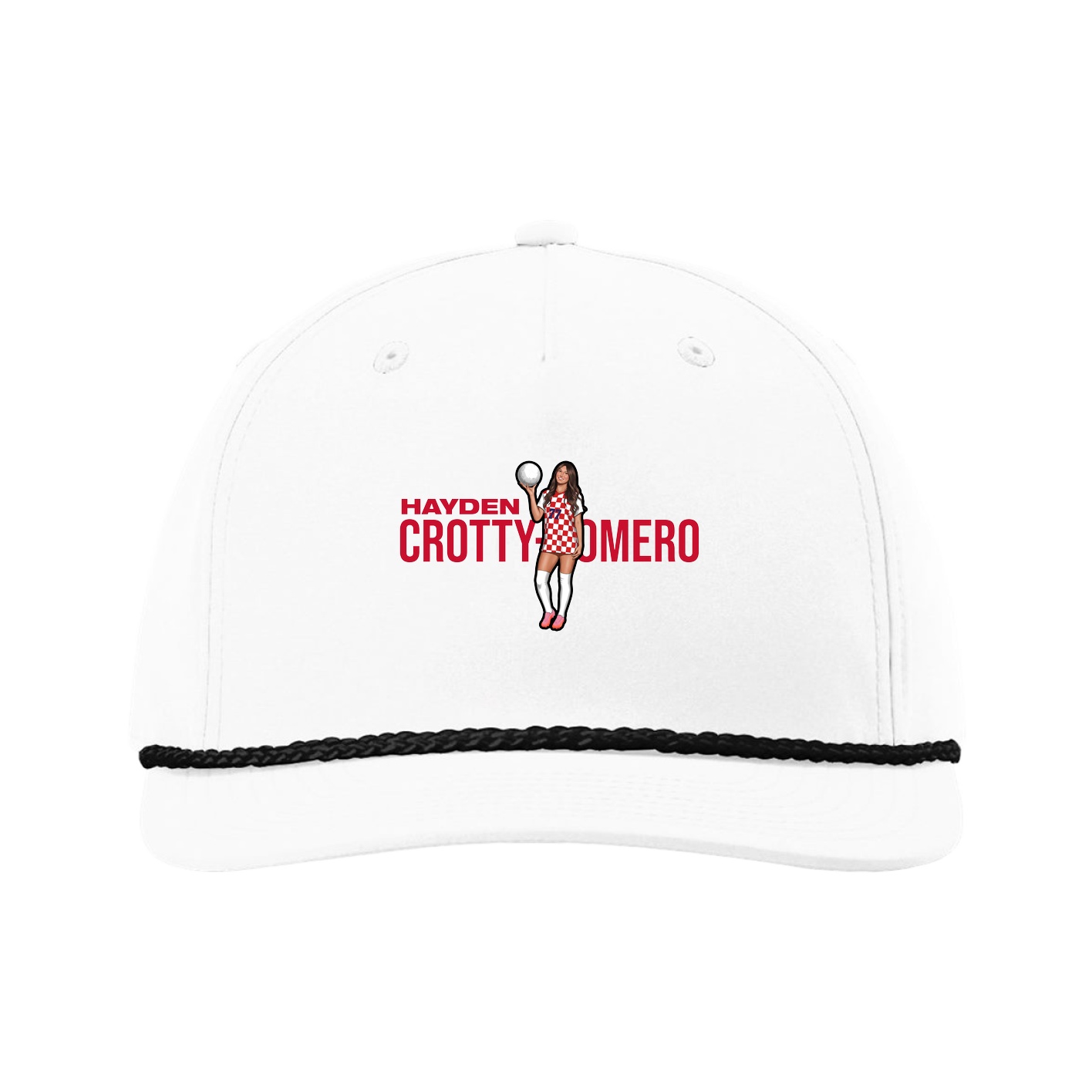Five-Panel Classic Rope Cap — Player Name in White
