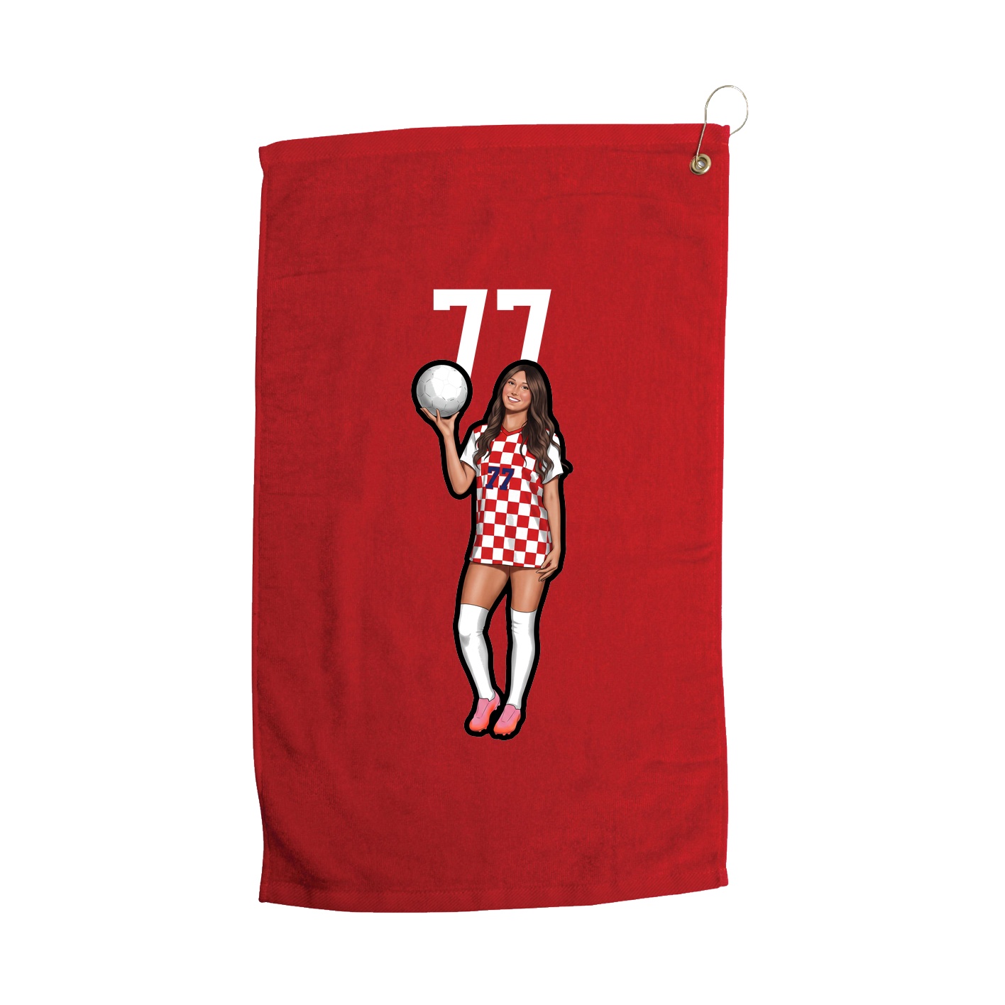 Golf Towel — Number Top in Red