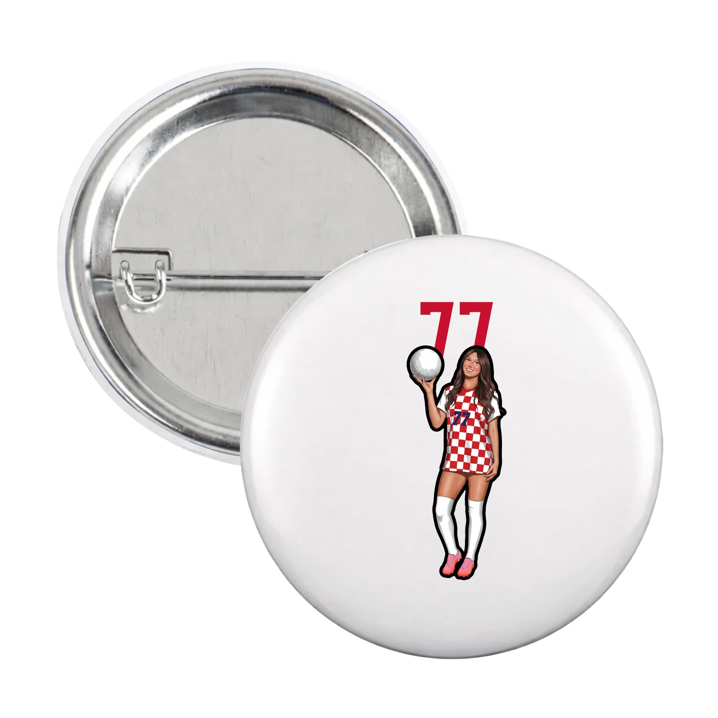 Game Day Button — Number Top in White