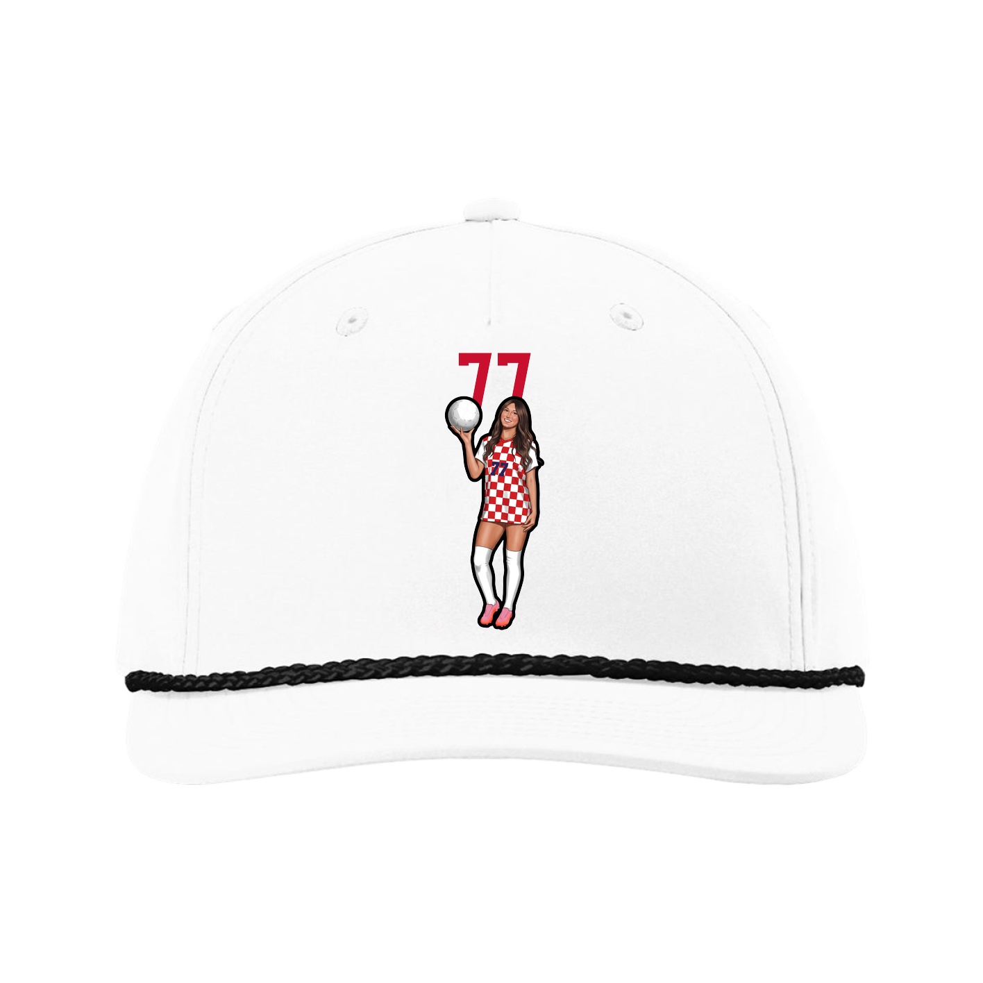 Five-Panel Classic Rope Cap — Number Top in White